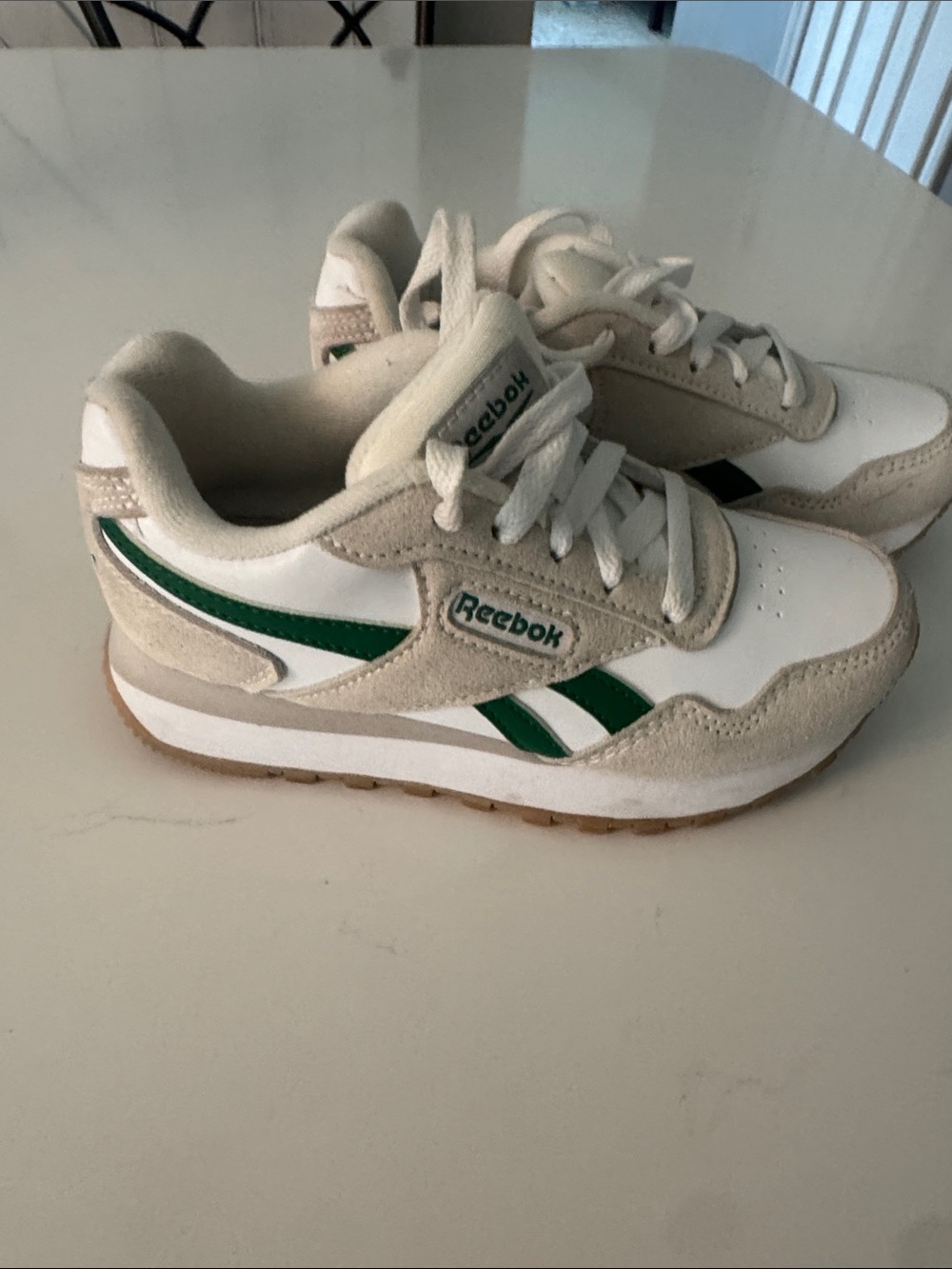 Reebok Kids White & Green Classic Retro Sneakers